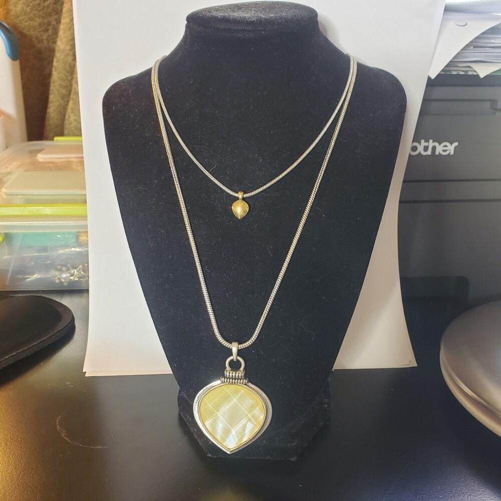 Lucky Brand Heart Shape double silver chain adjustable necklace Great condition - Picture 3 of 14